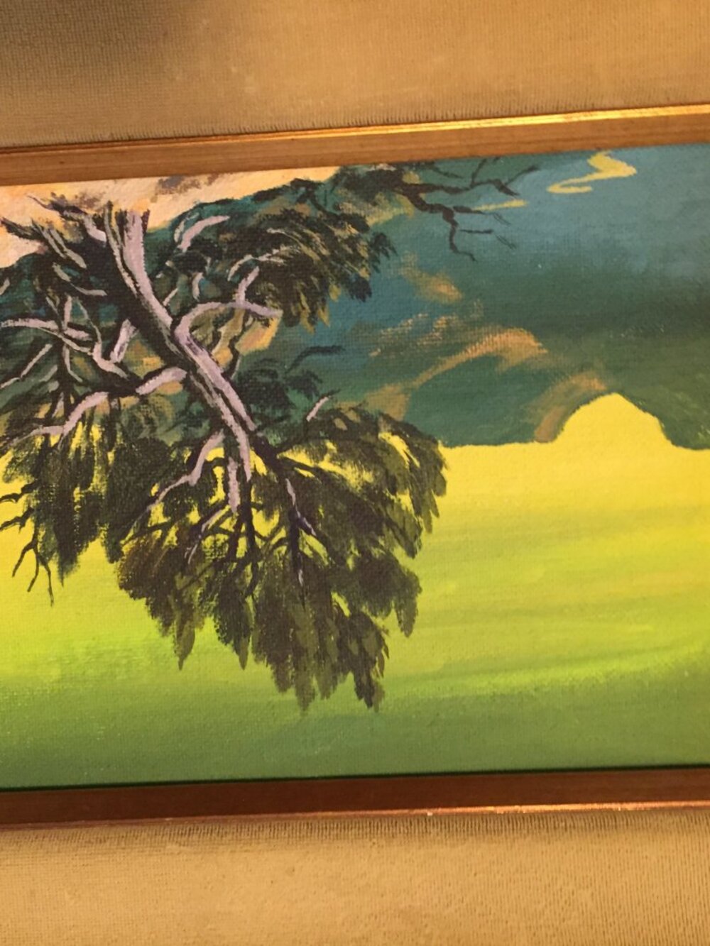 SAM A ROBERTS ORIGINAL OIL ON CANVAS TREE PAINTING 9" X 11" - Picture 4 of 6